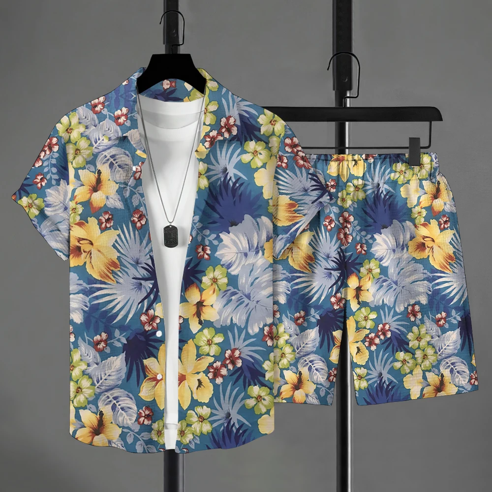 Hawaiian Shirt Style Men's Short-sleeved Shirt Summer Short-sleeved Shirt Beach Short Suit Street Casual Y2k Mens Shorts Leisure