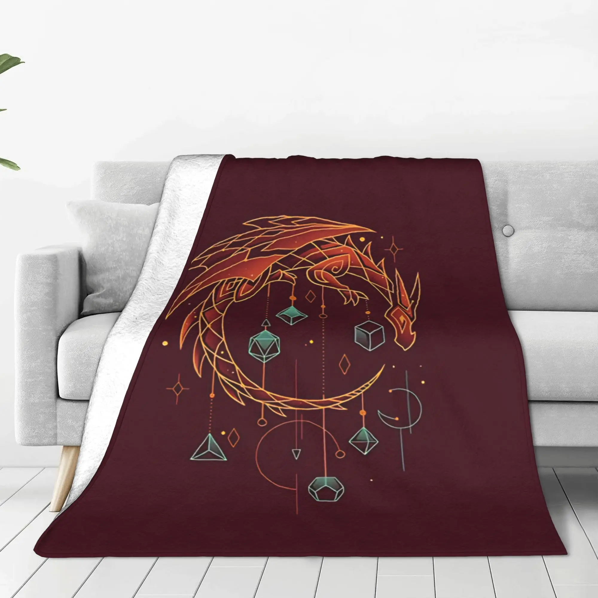 1PC Home Cute Room Decor Balance Dragon Design Blanket Throw Blanket DND Novelty Warm Blanket All Season