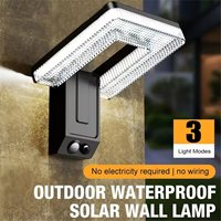 A39MM 2Pcs Solar Outdoor Led Courtyard Wall Lamp with 3 Mode Waterproof Motion Sensor Security Lighting Street Lights Garden