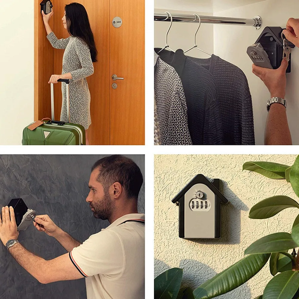 กล่องล็อคกุญแจรหัสผ่านป้องกันการโจรกรรมกล่องเก็บของโลหะล็อคเพื่อความปลอดภัยเหมาะสำหรับกล่องประกันกุญแจหลายอาชีพ