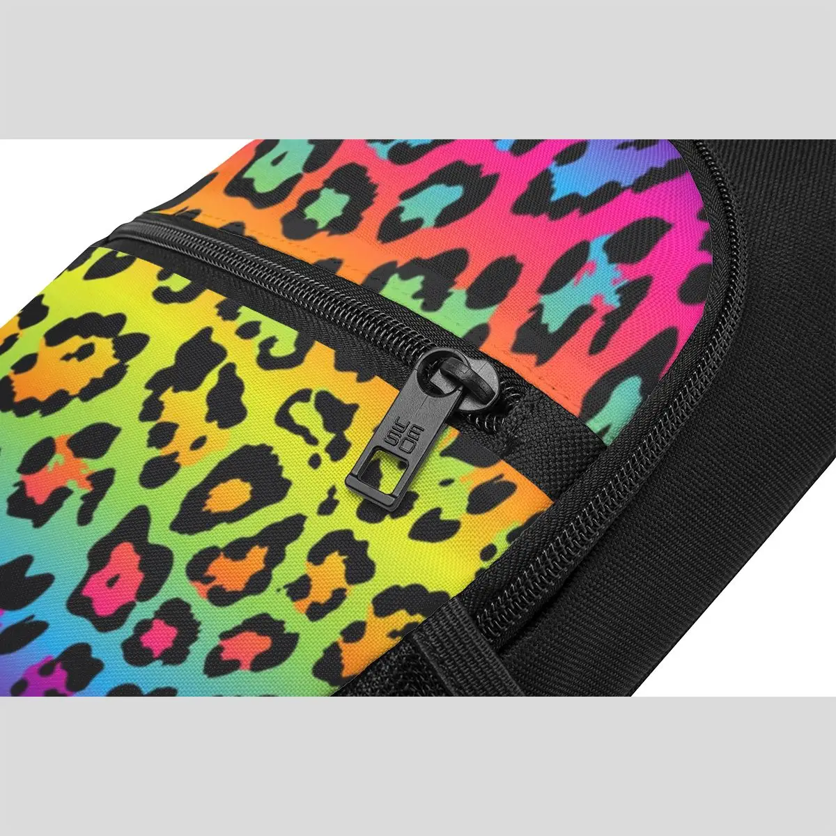 Rainbow Leopard Print Chest Bag Men Sling Crossbody Backpack Chest Bag Traveling Hiking Daypack Shoulder Bag