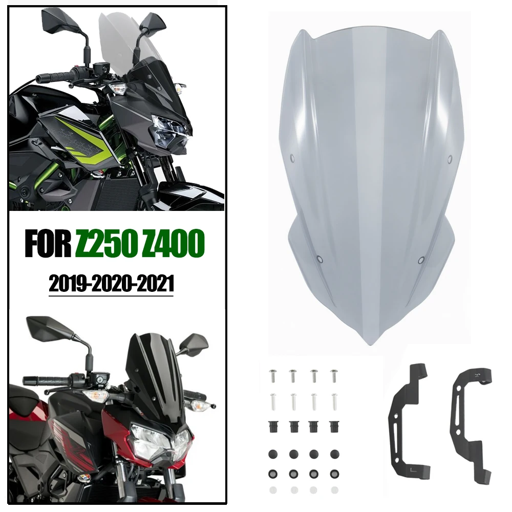 

Motorcycle Windshield Windscreen Airflow Wind Deflectors Fly Screen Visor Protector For Kawasaki Z400 Z250 2019 2020 2021 Z 400