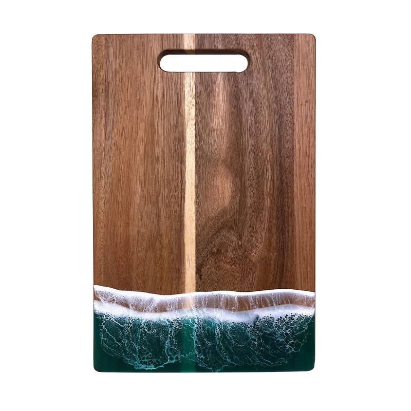 Rosewood Kitchen Board - Epoxy-Filled Butcher Block for Steak & Pizza, Wooden Cutting Board with Juice Groove, Ready Stock