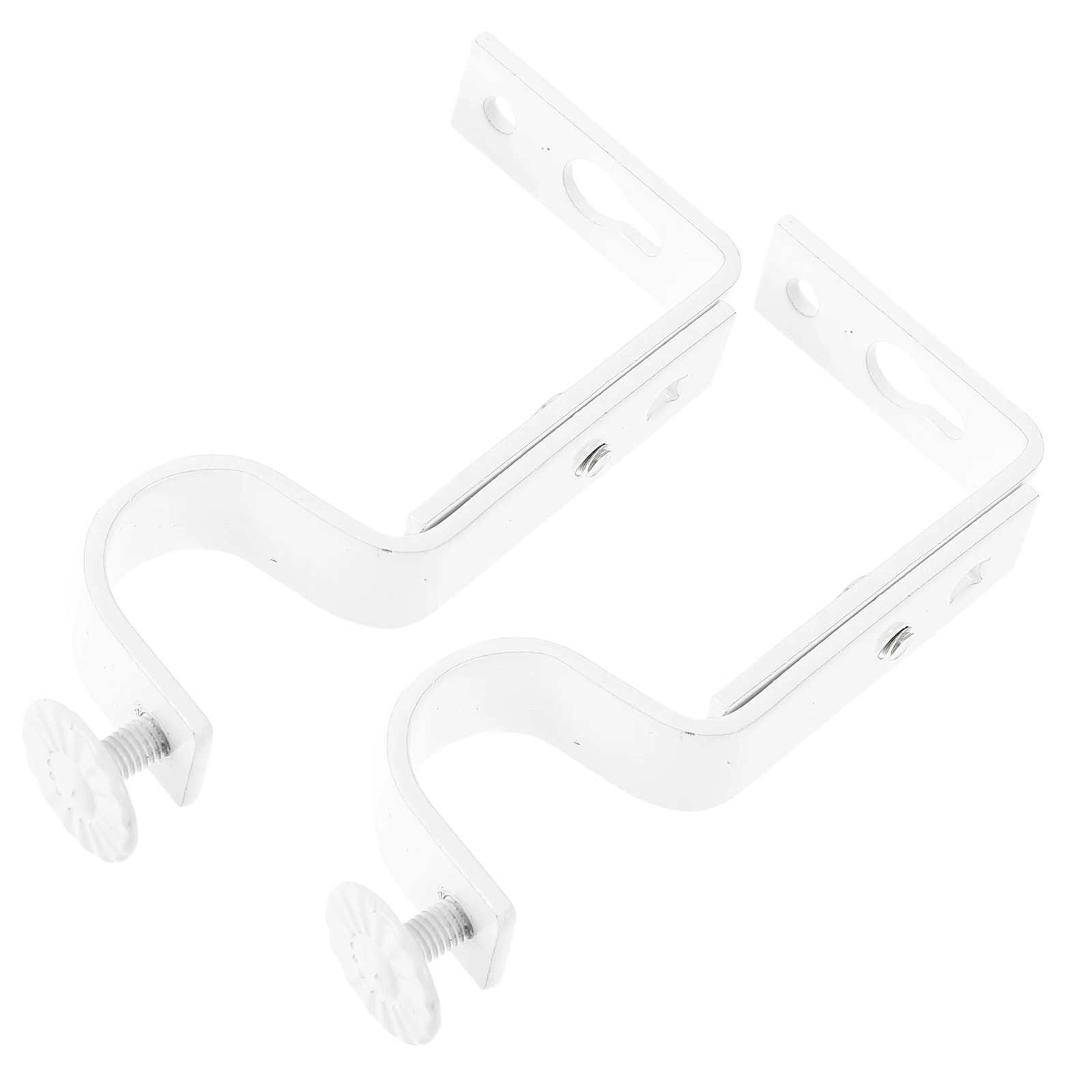 

2 Pcs White Curtain Pole Rod Bracket Brackets Holders No Drill Drapery Curtains Rods