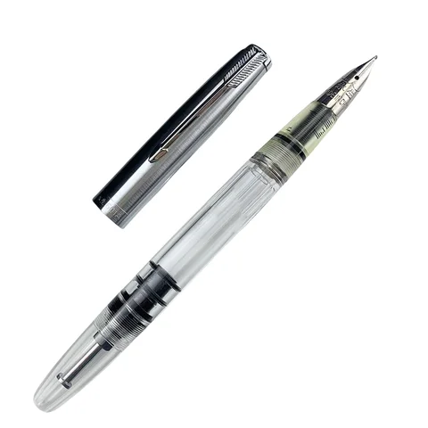 Wingsung 601A Unique Iridium Wrapped Nib Transparent Vacuum Piston Fountain Pen With Visual Ink Window School Office Stationery
