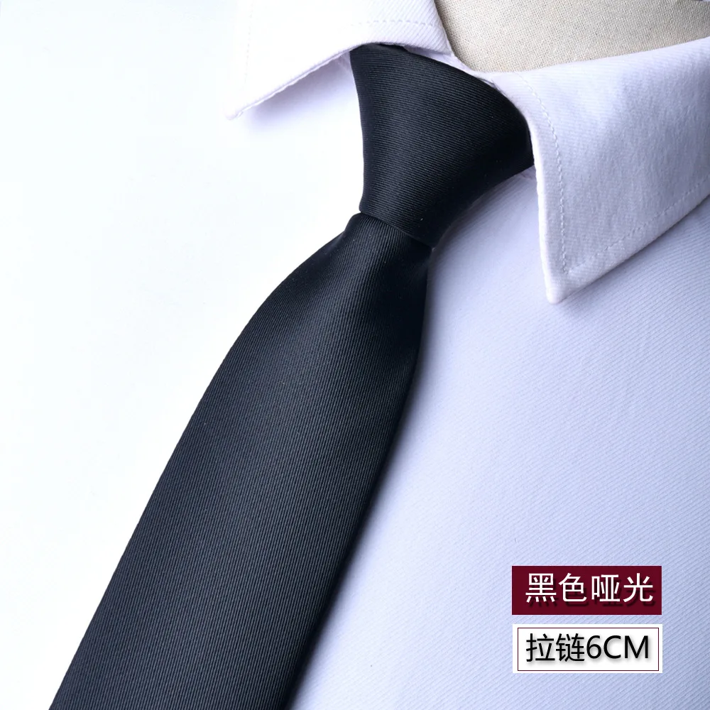 Black Matte Zipper Tie 1200 Needles Retro Silky Slim Korean Style Neck Tie Simple Elegant All-match Accessory for Men