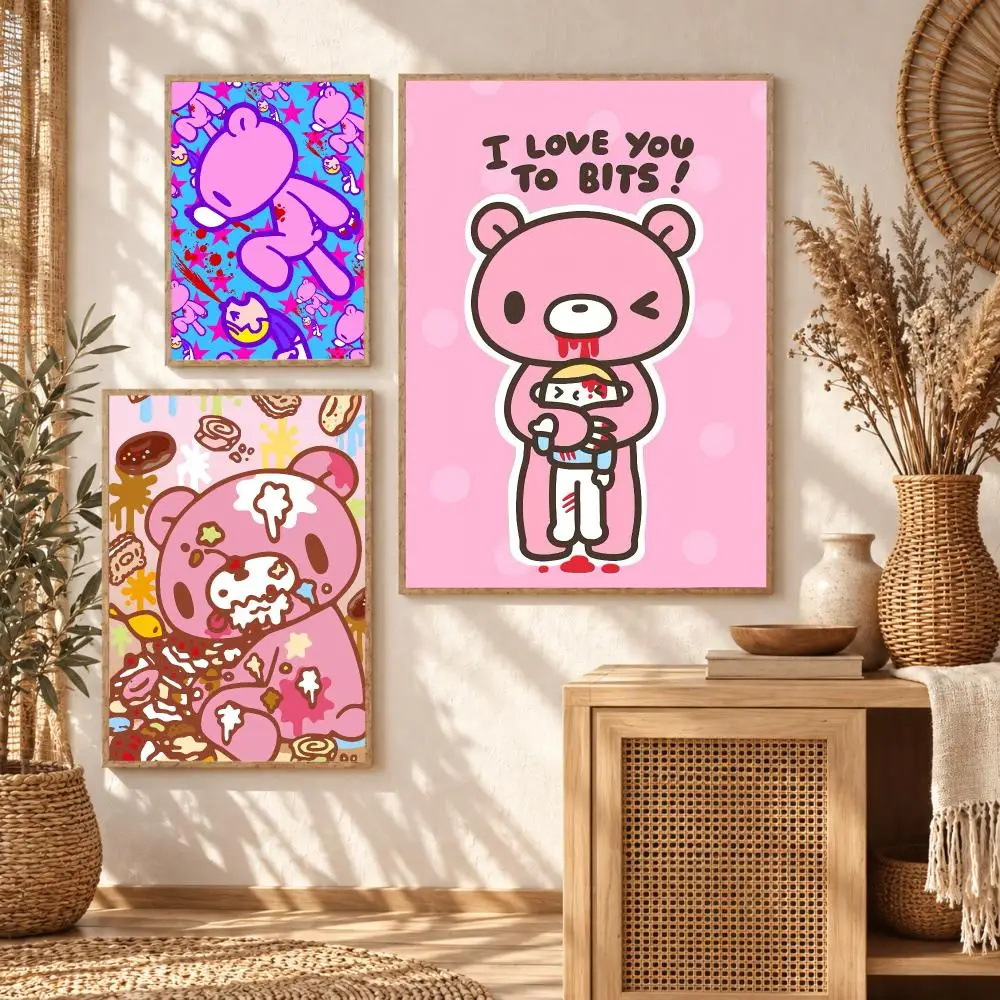 Cartoon G-Gloomy Bear Poster Wall Stickers Self Adhesive Art Decals for Bedroom Living Room Home Decor Print Mural HD Gift