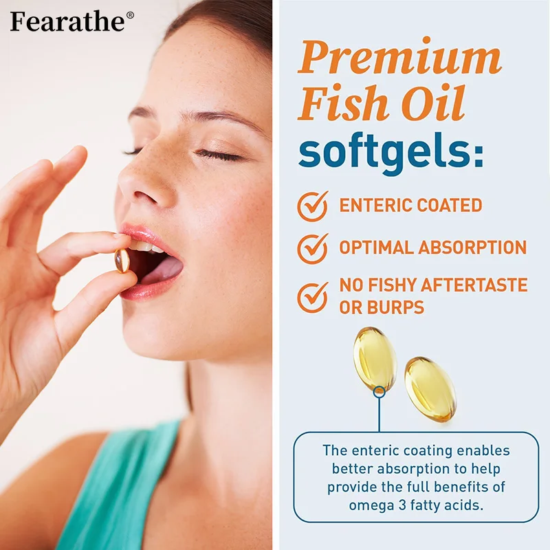 Omega-3 Fish Oil - Rich in Omega-3 Fatty Acids, Triple Strength EPA, DHA - Good for Heart, Brain, Eyes, Immune Health