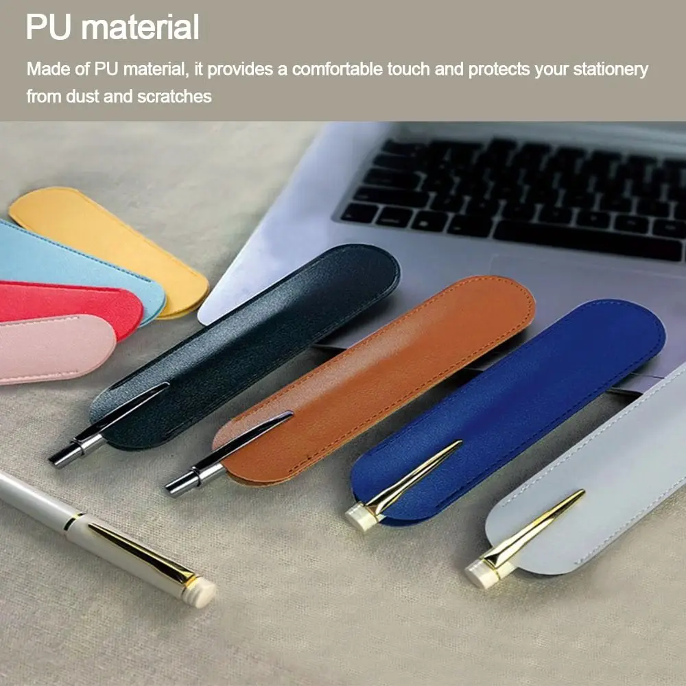 PU Leather PU Pencil Bags Lightweight Large Capacity Solid Color Pen Bags Pen Holder Office Supplies