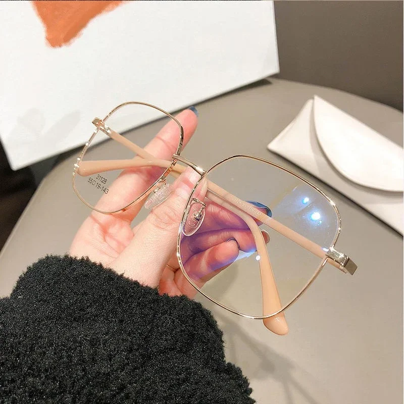 Anti-blue Light Myopia Glasss Unisex Metal Big Frame Myopic Eyeglasses Women Men Glasses for Nearsighted Vision 0 To -6.0 Очки