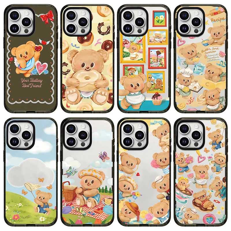 

Cartoon Donut Bear 2.0 Acrylic Black Border Magnetic Phone Case Cover for IPhone 12 13 14 15 16 17 Pro Max Case