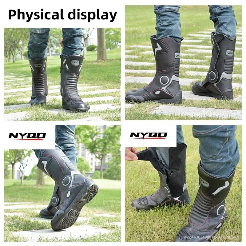 AMU Motorcycle Riding Boots Winter High Top Motorcycle Boots Waterproof, Anti Slip, Anti Fall Racing Professional Road Boots