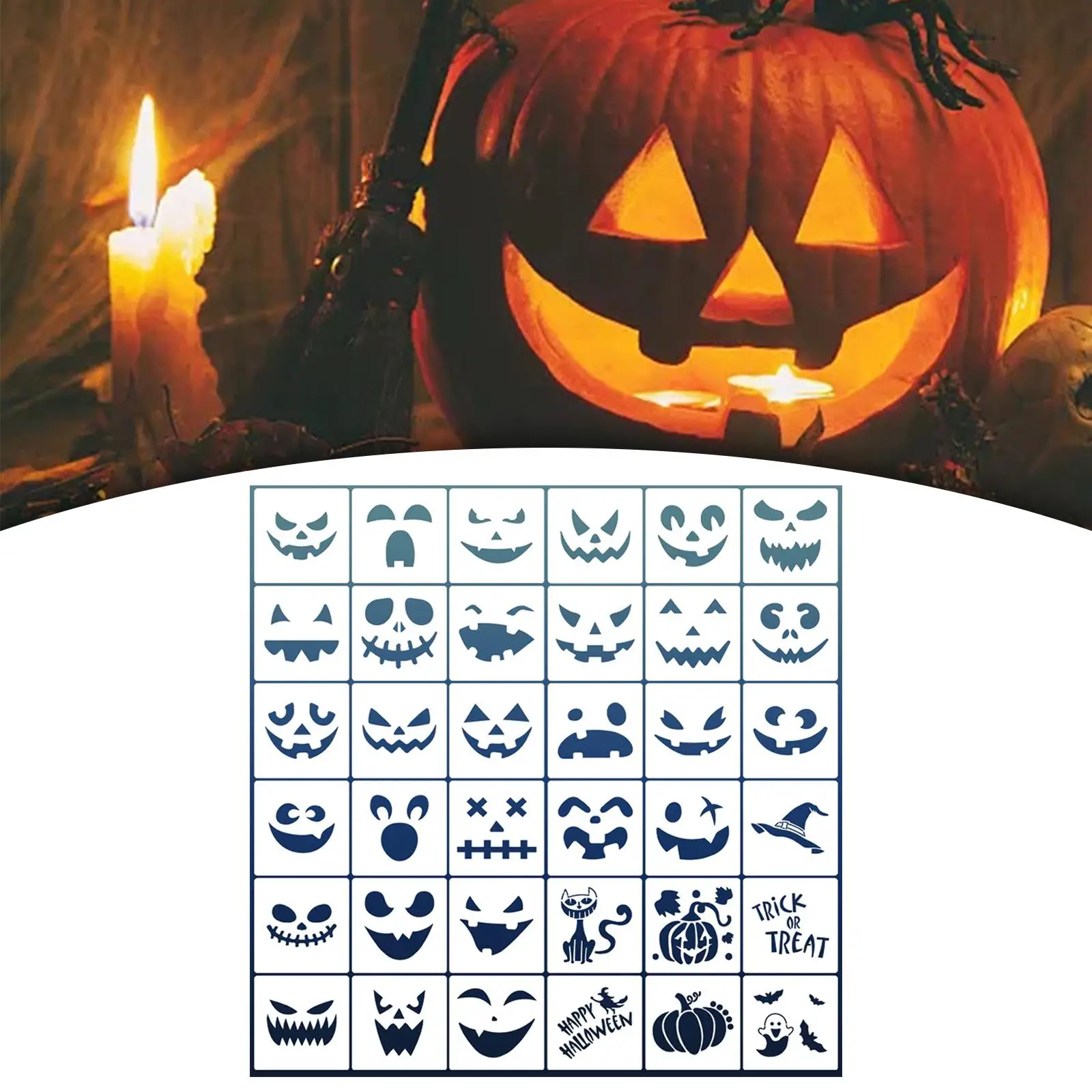 36Pcs Pumpkins Face Stencils Premium Material DIY Supplies Face Paint Stencils