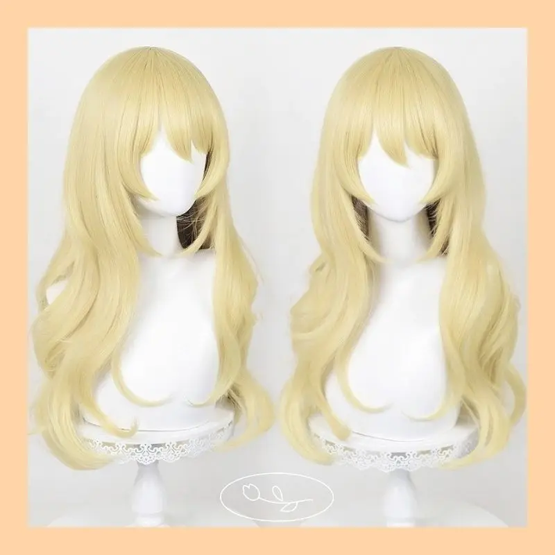 Perruque de cosplay d'anime bouclée dorée pour Kaori Miyazono, votre mensonge en avril perruque réaliste pleine tête