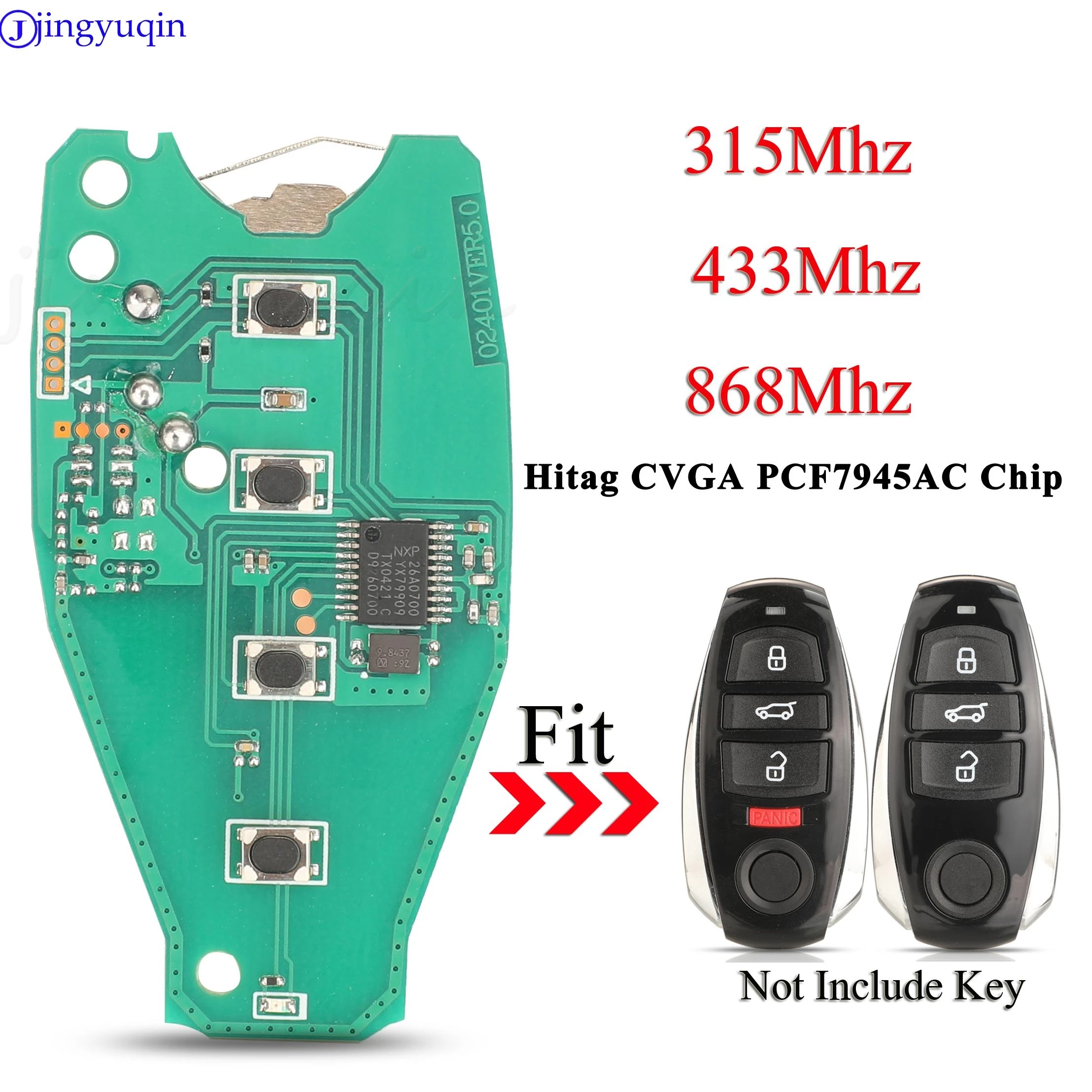 

jingyuqin 3/4Button Remote Key Circuit Board HitagCVGA PCF7945AC Chip 315Mhz 433Mhz 868Mhz For VW Volkswagen Touareg 2010-2014