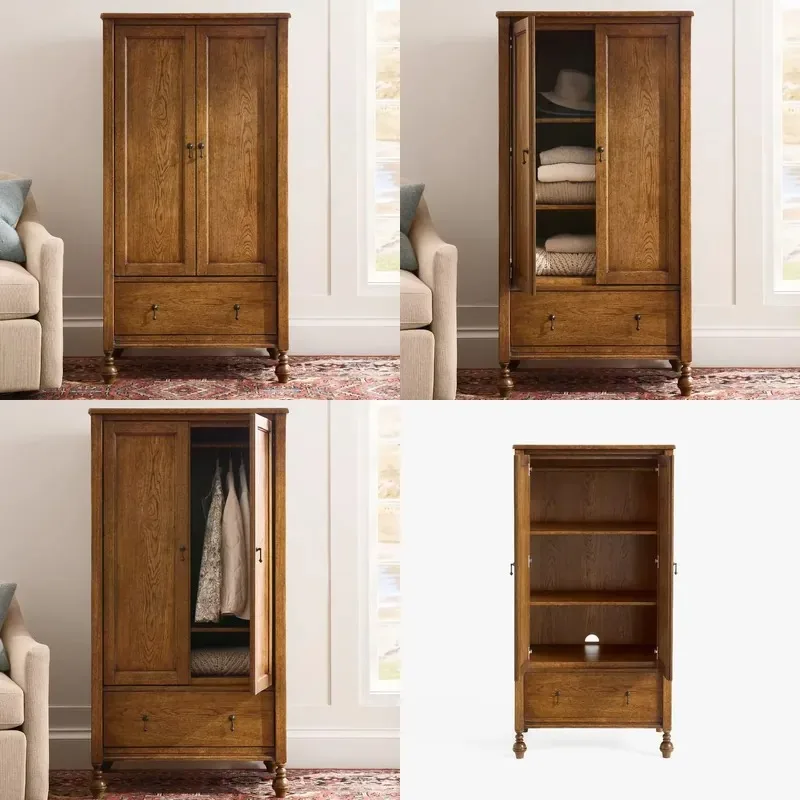 France Semerville Solid Oak Double Door Wardrobe Customized Color Size Bedroom Furniture Suitable for Family Hotels