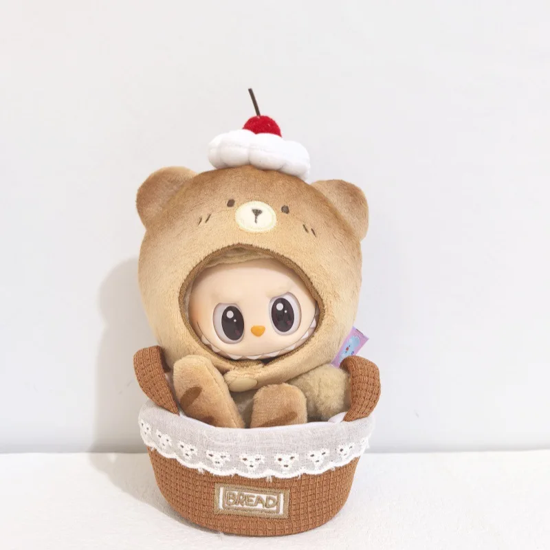 

Время ванны для 17 см, набор аксессуаров для кукол Labubu с крышкой для ванны, корзина, тематическая кукла для спа, милая одежда с животными, детские подарки