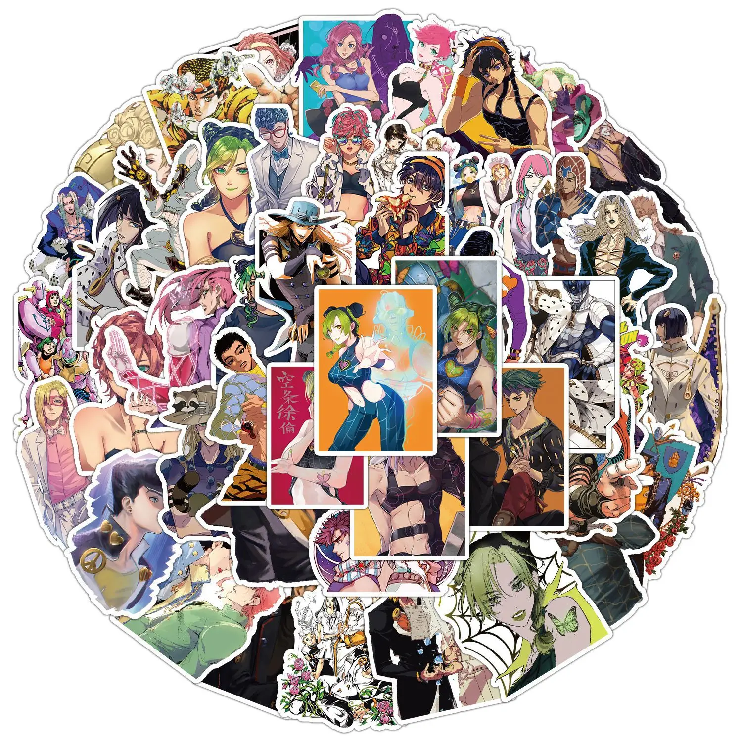 50pcs Anime JoJo Graffiti Sticker Pack, Waterproof DIY Small Decor Stickers for Notebook, Phone & Water Bottle