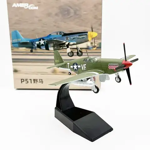 AMER Diecast Metal Alloy 1/72 Scale P51 P-51 1944 Mustang Fighter Plane Replica Model Toy For Collections