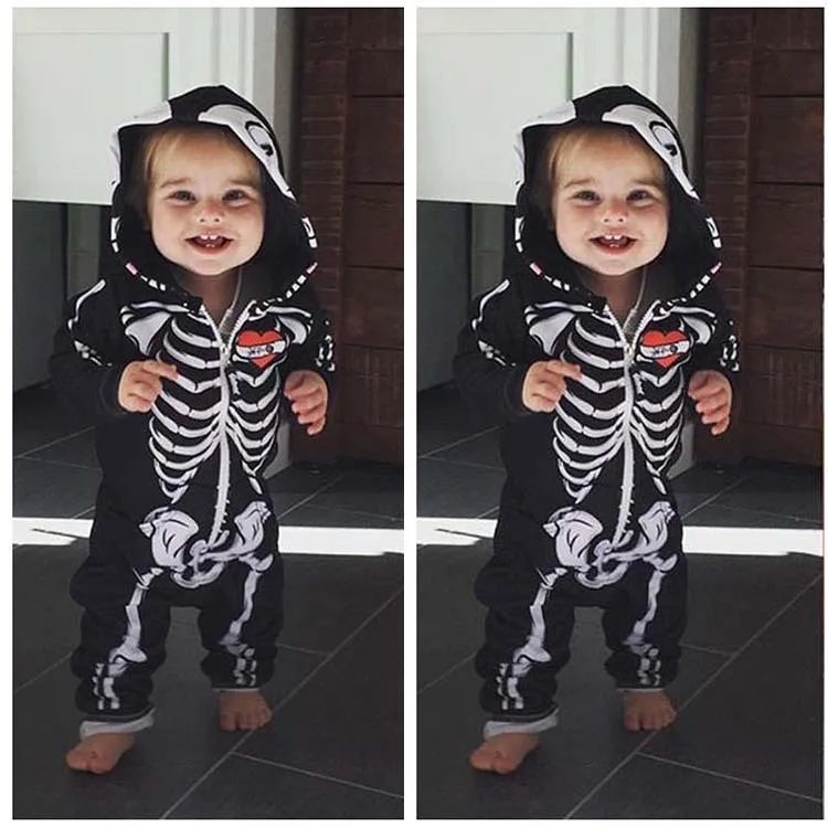 

Children's Easter Halloween Costumes Outfits Baby Clothing Skull Romper Hooded Hoodies Skeleton Jumpsuit Jumper One-Pieces Grows