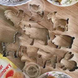 1pc Stainless Steel Farm Animal Cookies Mold Carton Horse Duck Dog Sheep Biscuit Cutter Mold Kids  Animal Party DIY Supplies