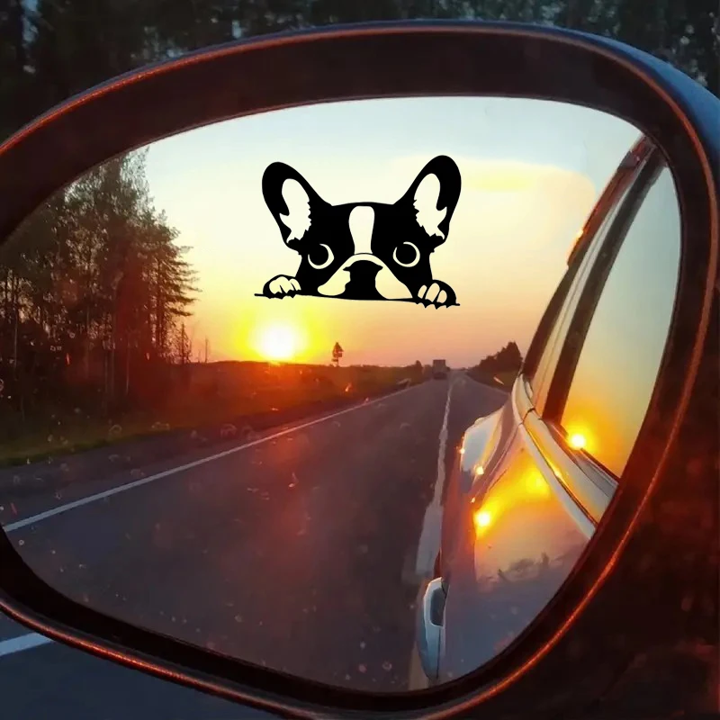 2pcs/sheet French Bulldog Decal, Rearview Mirror Decal, Mini Decal, Car Sticker, Vinyl Sticker