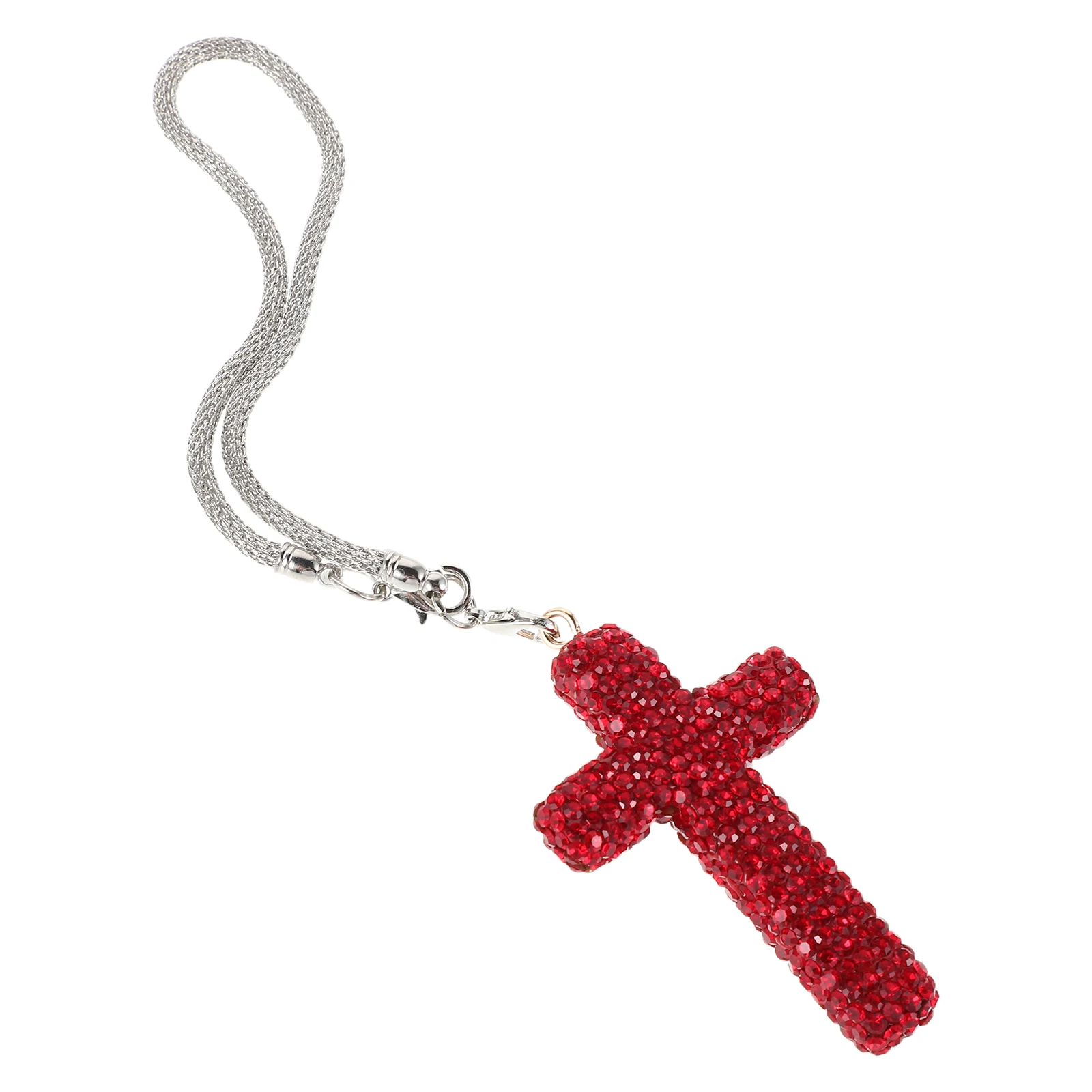 

Bling Cross Pendant Car Hanging Ornament Durable Rhinestone Auto Interior Rearview Mirror Accessory Car Charm Jewelry