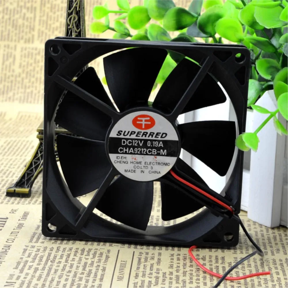 لمروحة تبريد Superred 9225 9 سم ذات كرة مزدوجة، CHA9212CB-M 12V 0.19A PC Cases، والخوادم، وتدفق هواء فعال