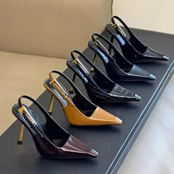 Sandalias de tacón alto puntiagudas para mujer, zapatos de boca baja, estilo Imperial hermana, Sexy, Delgado, banquete, primavera y otoño, nuevo