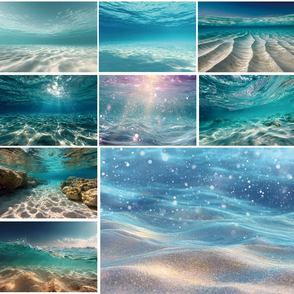 

MOON.QG Summer Sunlit Underwater Photography Backdrop Coral Aquarium Decor Photo Background Child Decor Shooting Props Photocall