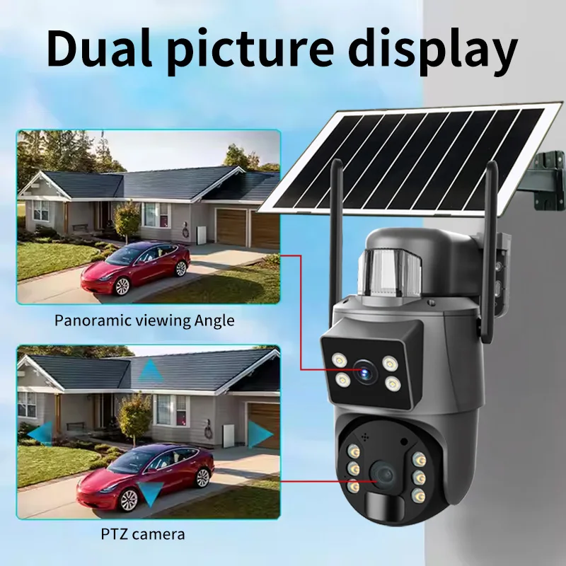 

6MP Ubox APP Dual Lens Solar Power Low Comsunption WIFI IP Dome Camera Full Color AI Humanoid Home Security CCTV Baby Monitor