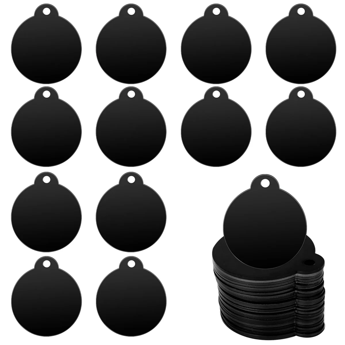 25 Pack Round Aluminum Blank Tags Black Stamping Blanks Engraving Blanks Discs Metal Blanks Keychain Dog Tag