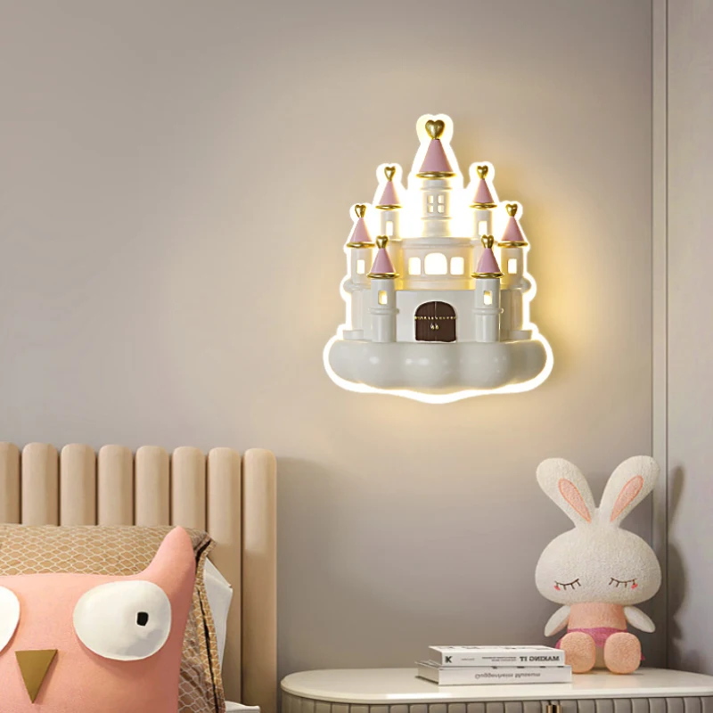 Cartoon Castle Wall Lamps Cute Princess Room Bedside Light Modern Creative Little Girl Children\'s Room Bedroom Decor Wall Lights