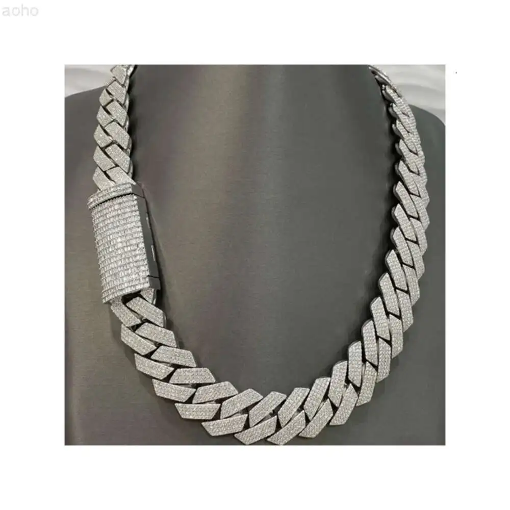 

20mm Iced Out Silver Vvs Diamonds Big Cuban Link Men and Women Hip Hop Jewelry Cuban Chain