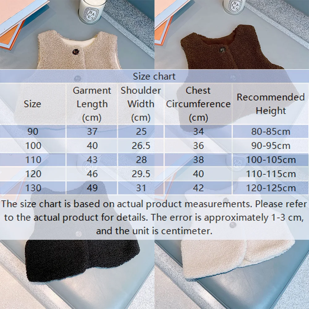 Autumn Winter Baby Lamb Wool Plus Velvet Waistcoat Boys Girls V Neck Single Breasted Plush Vest Fashion Warm Children Outerwear