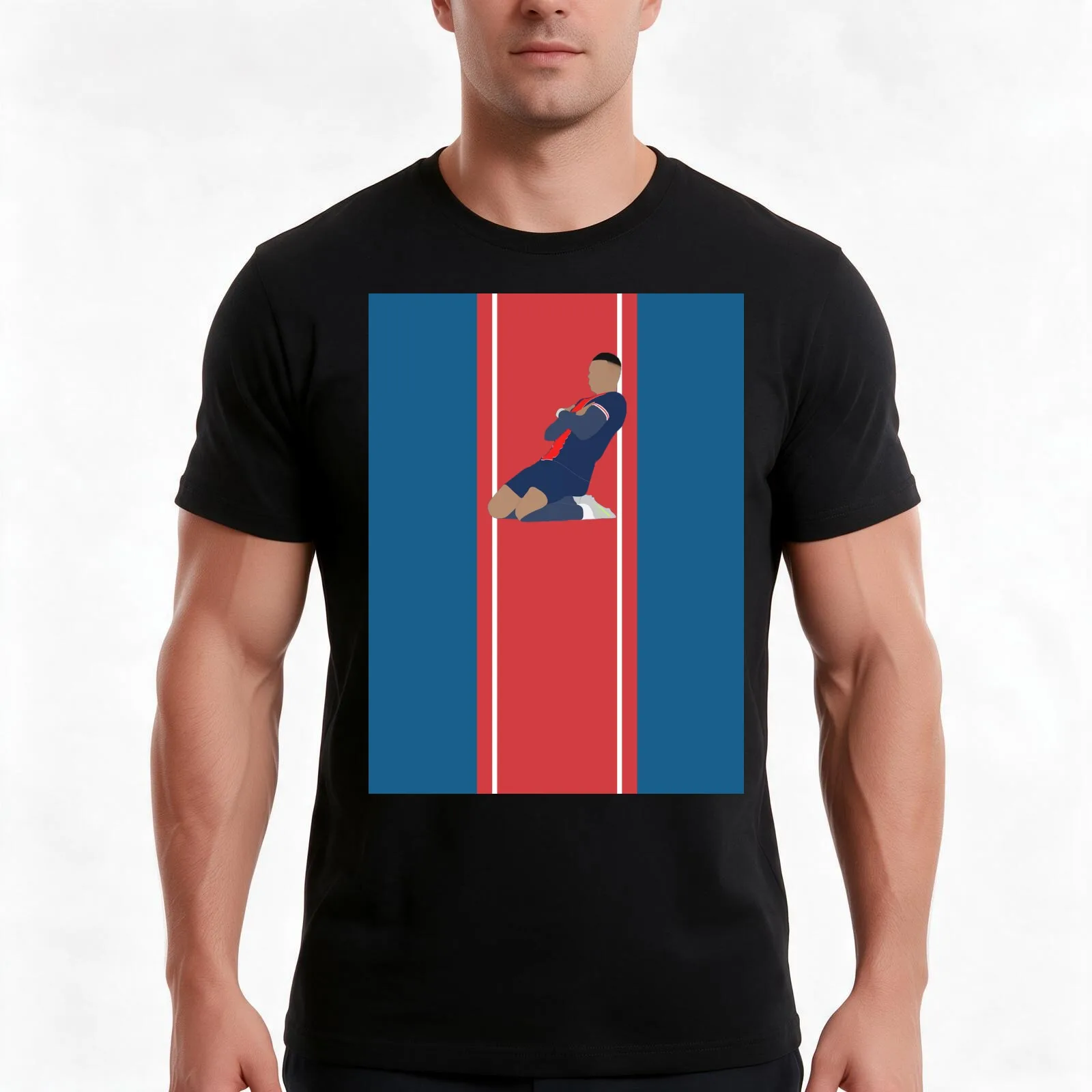 Kylian Mbappe Jersey Art, Paris, Football Wall Art, Minimalist T-Shirt, Summer Casual Cotton Tee, Oversized Streetwear Tops