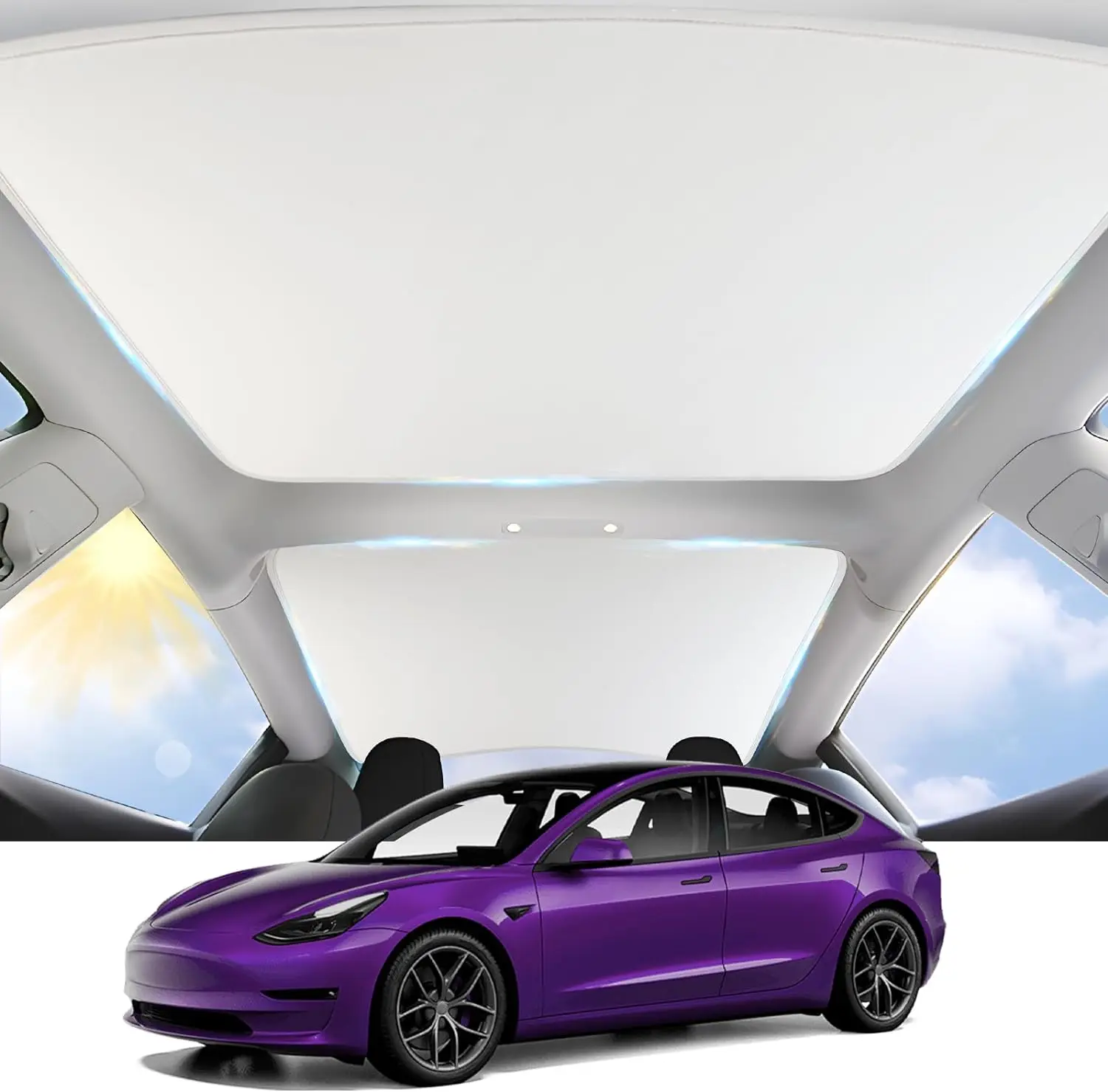 

2024 Newest Sunshade Roof for Tesla Model 3 2023-2021 No-Sag Design Roof Sun Shade for Tesla Model 3 Accessories 2023-2021 White