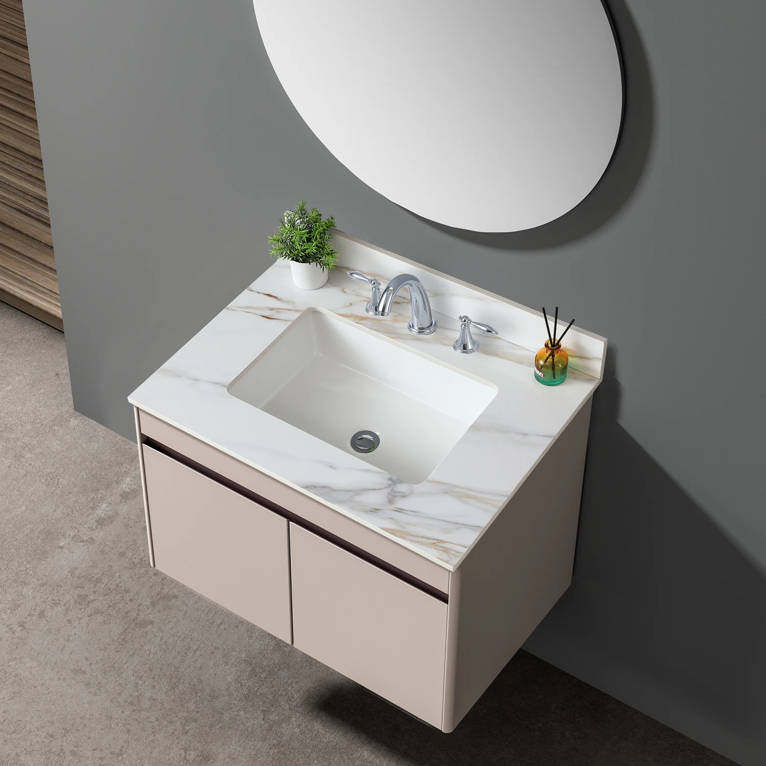 31 Inch Carrara White Marble Vanity Top with Undermount Rectangular Sink, Pre-Drilled Faucet Hole Spread & 4