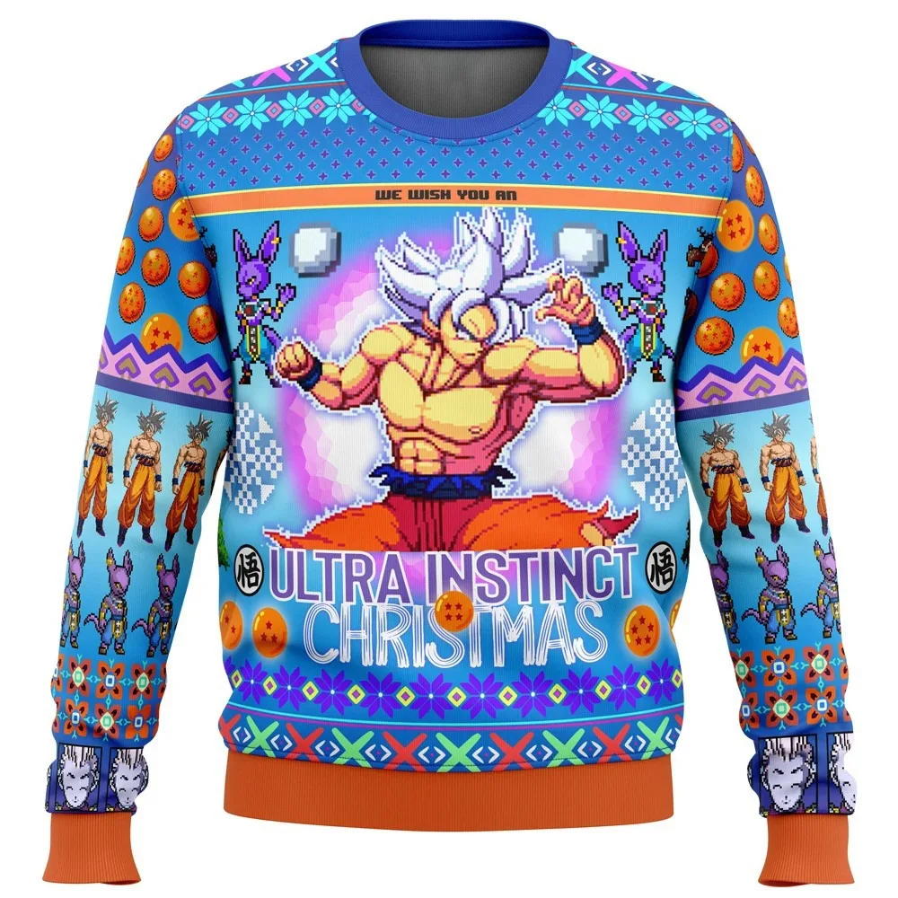 Suéter de punto 3D Dragon Ball Z Goku, sudadera con capucha navideña de anime para adultos y niños de talla grande