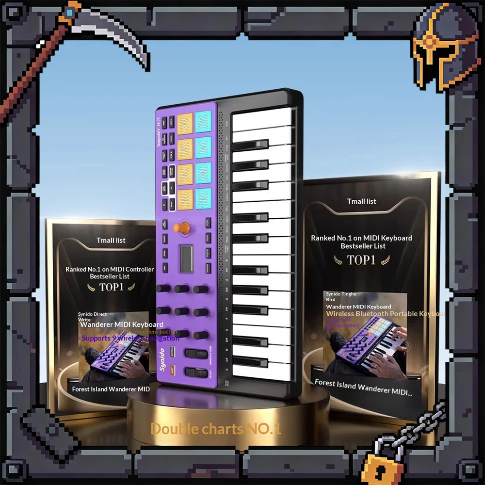 

Музыкальная клавиатура Synido TempoKEY W25: полная совместимость протоколов, точное управление, развлекательная клавиатура, беспроводная портативность
