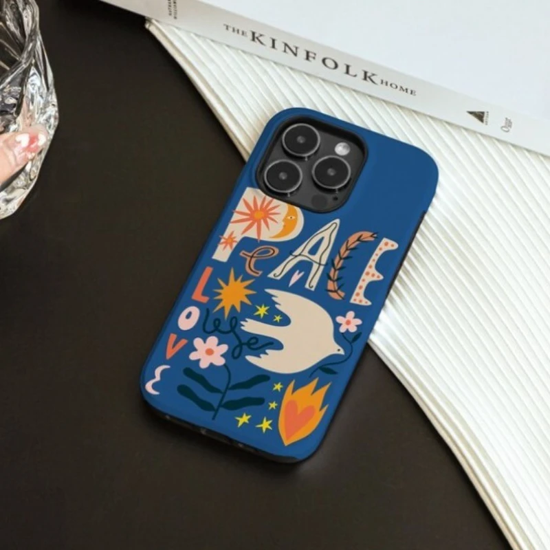 حافظة هاتف مغناطيسية لهاتف آيفون 17 16 15 14 13 12 11 16e Air PRO Plus Blue Dove of Peace Creat غطاء مقاوم للصدمات من الأكريليك الصلب