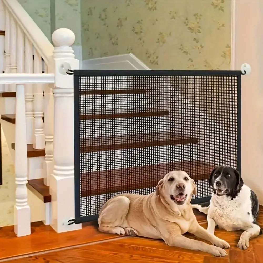 

Pet Accessories Guard Pet Dog Barrier Fences Barrier Folding Breathable Mesh Fences with Hook Black Pet Safety Enclosure Home