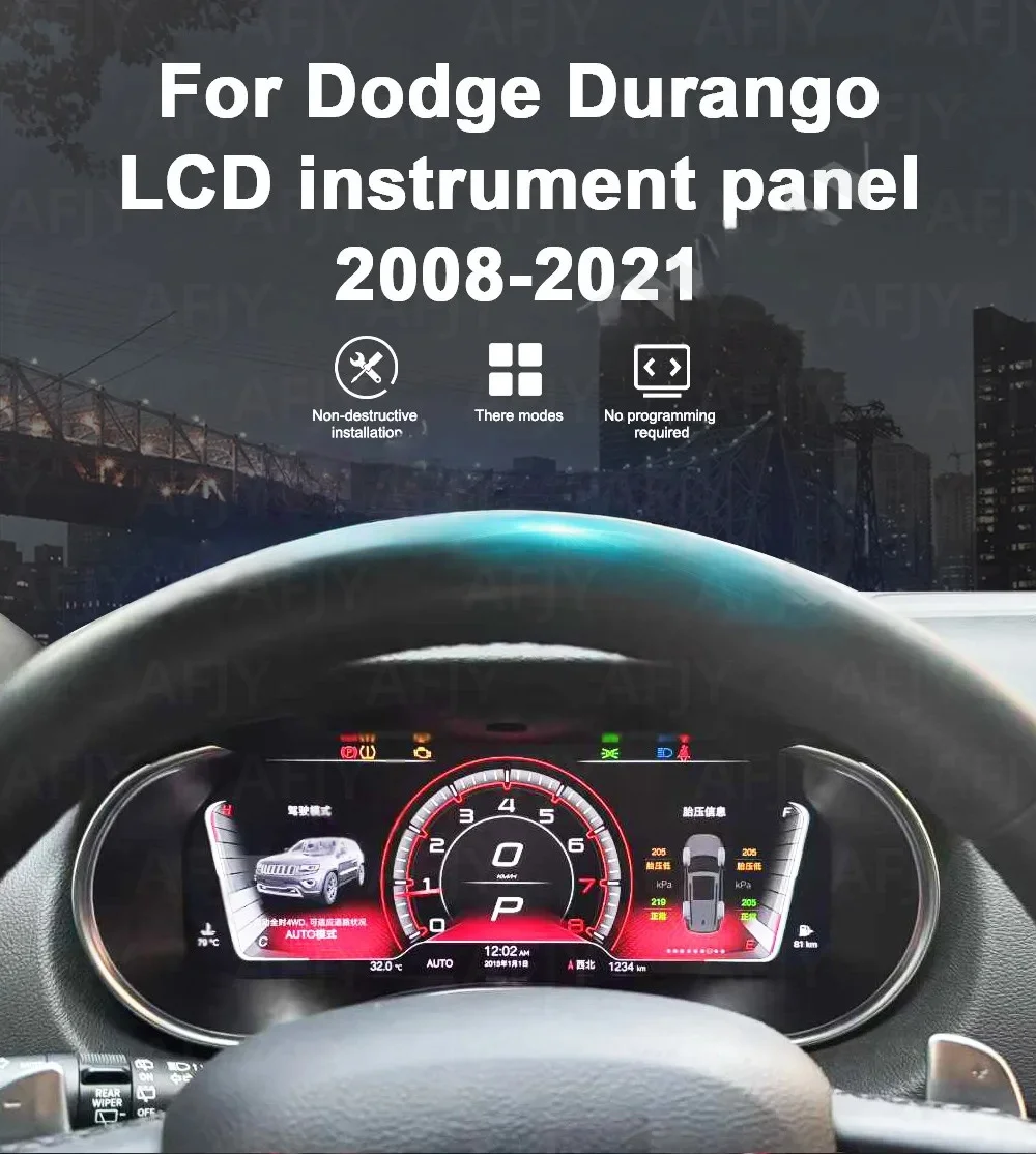 أداة العنقودية الرقمية للسيارة دودج دورانجو 2008 2009 2010 ~ 2021 لوحة القيادة Carplay عرض مقياس سرعة قمرة القيادة الافتراضية #3