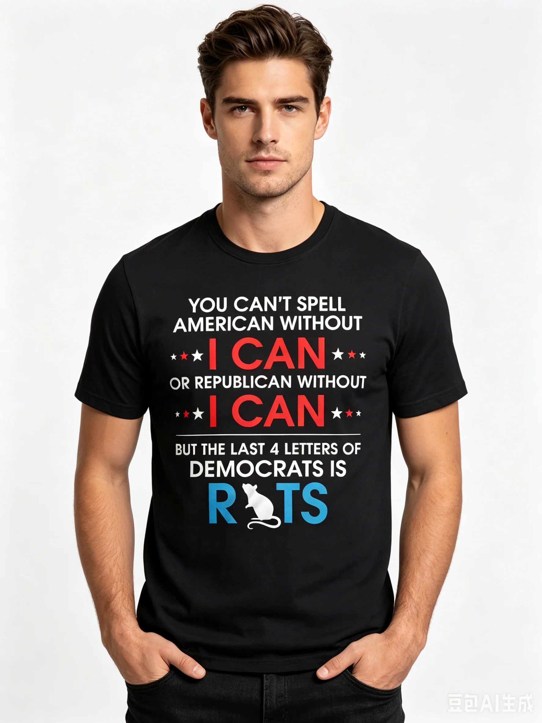 Patriotic Republican Funny Slogan Graphic Tshirt Men Cotton Casual Short Sleeve  Democrat Rats Letter Print Political Clothing