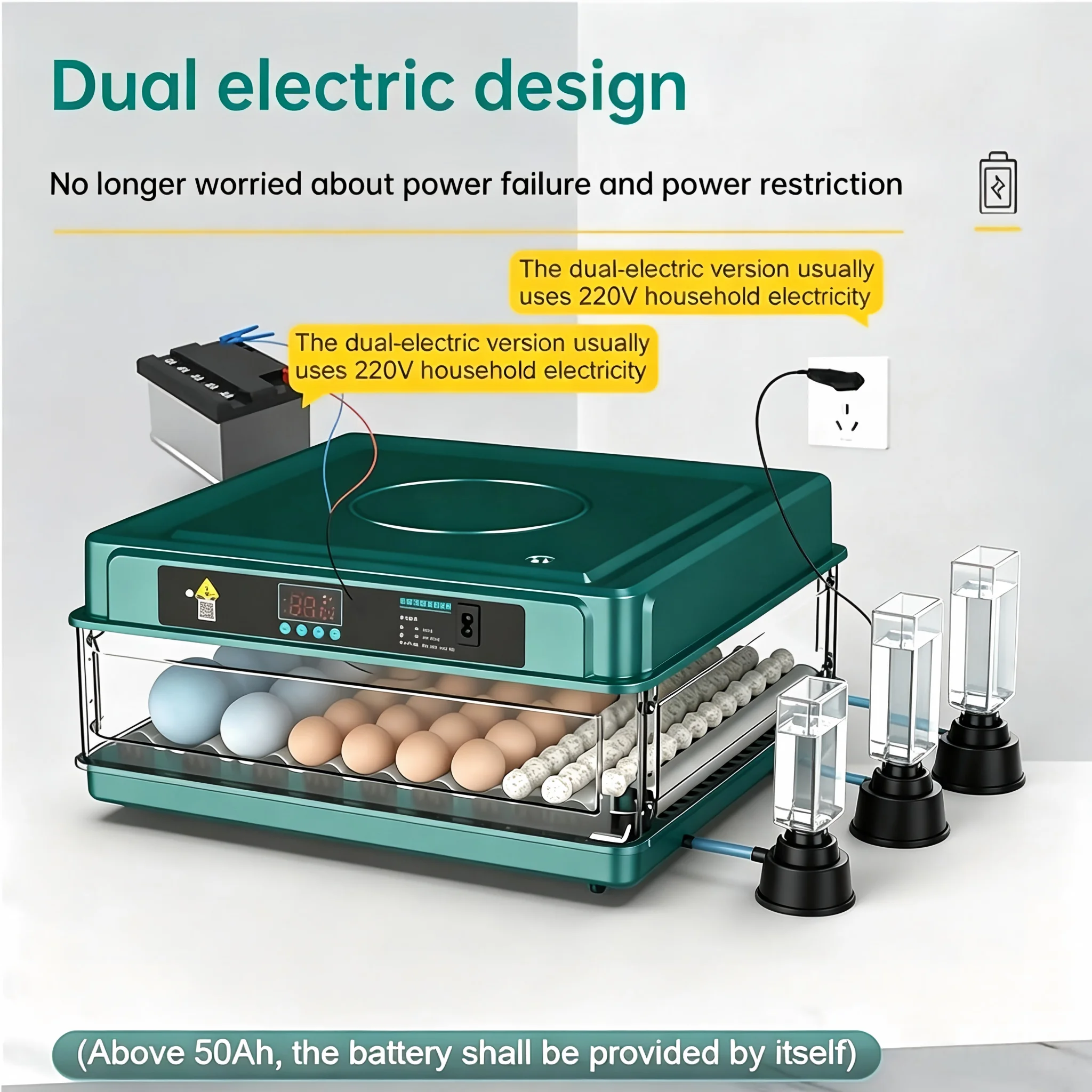 6/48/64 Eg gs Fully AutomaticIntelligent Incu bator Dual Power Household Hatching Machine forChicken Duck GoosePigeonParrot 220V