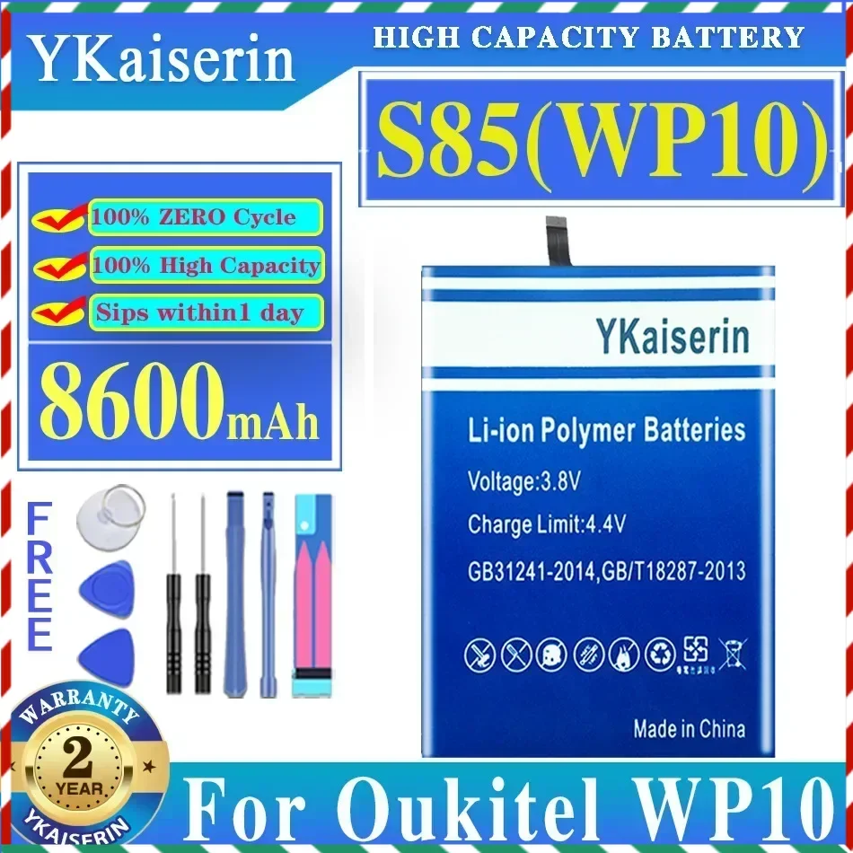 

YKaiserin Battery S 85 S85 (WP10) 8600mAh For Oukitel WP10 WP 10 6.67 Inch Bateria + Free Tools