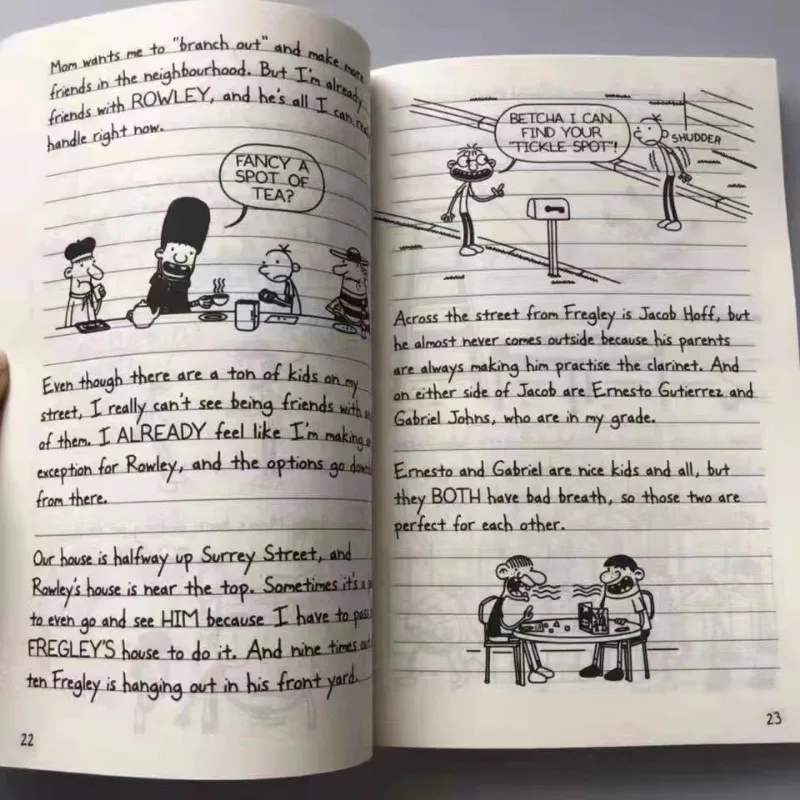 Random 2 Different Books English Diary of A Wimpy Kid Comic Novel Storybook Children Reading Literature Gift