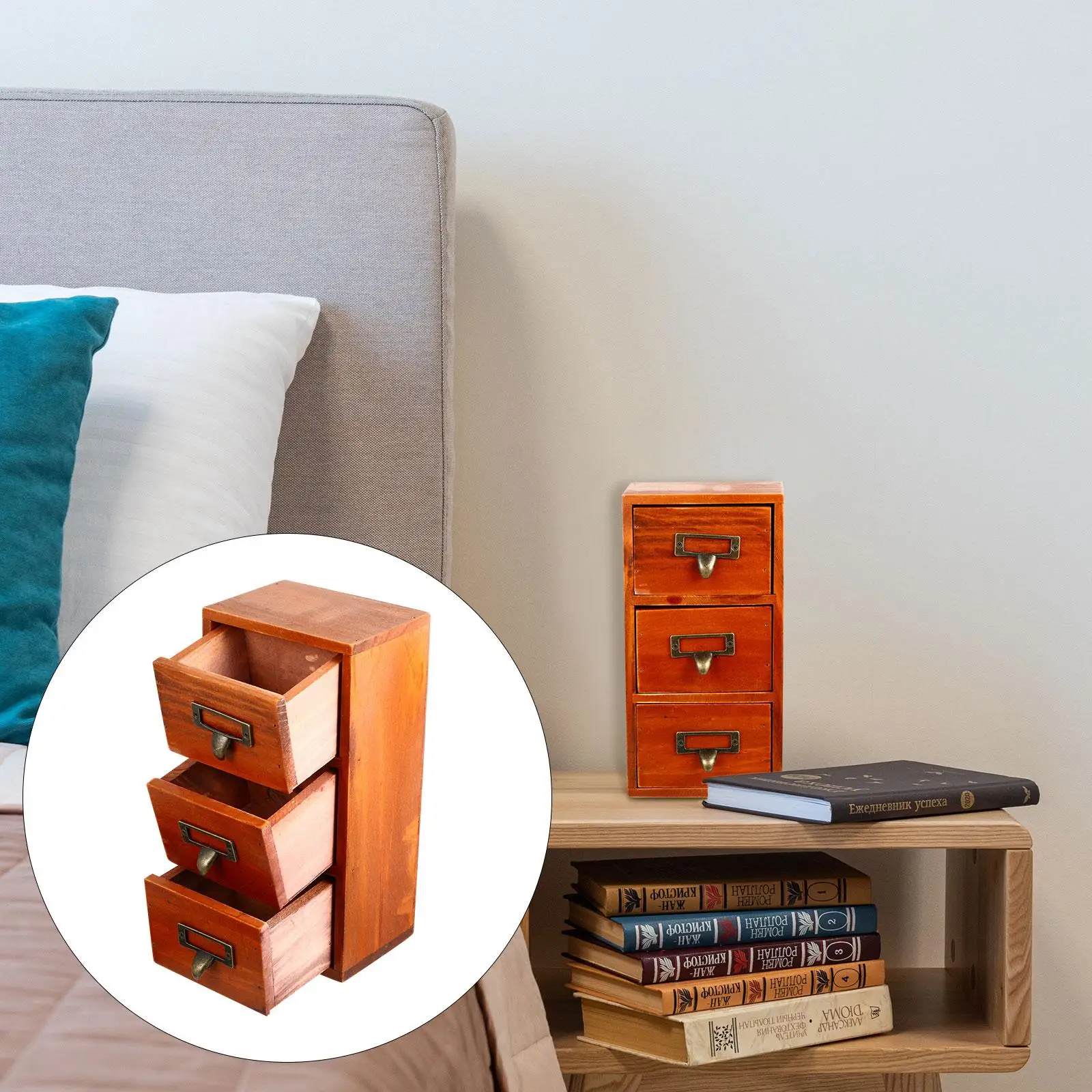 Table Solid Wood Storage Box Drawer Boxes for Organizing Desktop Organizer with Drawers