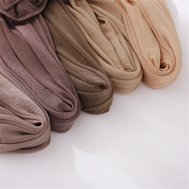 18 Colors Plain Soft Beathable Thin Polyester Hijabs Women Long Muslim Shawl Scarf Turban Head Wraps Lady Abaya Islamic 170*70Cm