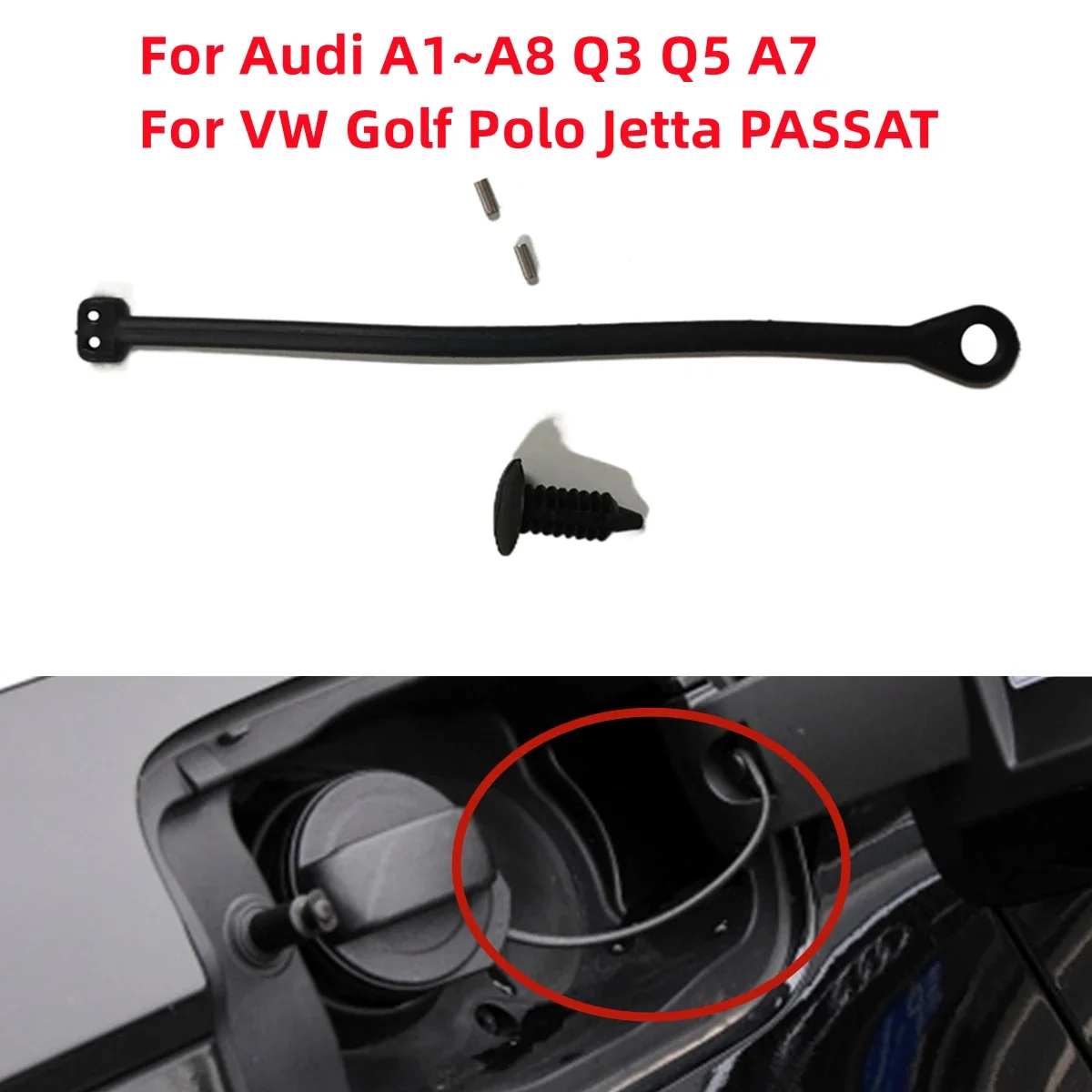 180201556 Fuel Tank Cap Cover Cable Cord Rope Rubber For Audi A4 A5 A3 A6 A8 Q3 Q5 VW Golf Jetta Passat Polo Skoda Seat Porsche